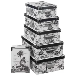 6 boîtes coins metal noir et blanc