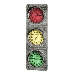 3 horloges optique feu de circulation en métal laqué anthracite