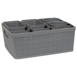 10 paniers organisateurs gris