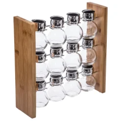 12 Pots à Épices avec son Support en Bambouvoir