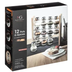 12 Pots à Épices avec son Support en Bambouvoir