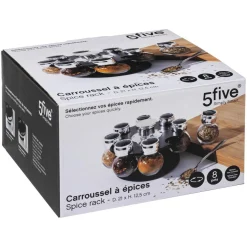 8 Pots à Épices avec son Support Rotatif