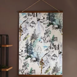 Affiche paysage hutte chalets montagne