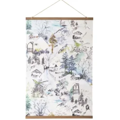 Affiche paysage hutte chalets montagne