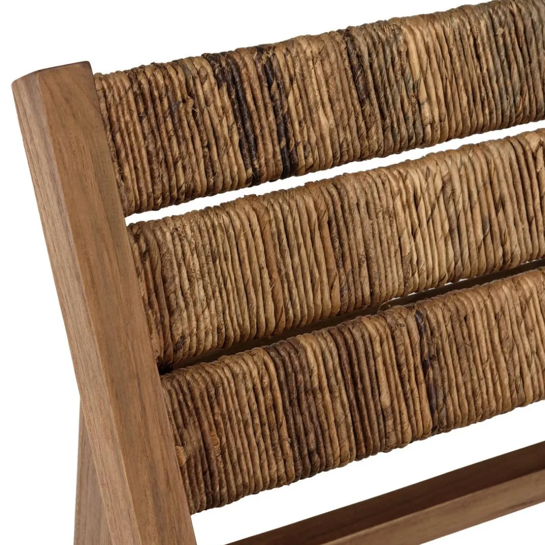 ALIDA Fauteuil lounge en bois de teck recyclé assise en tissage