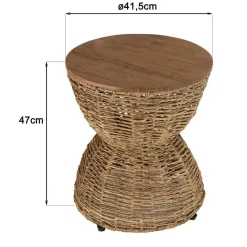 ALIDA Tabouret beige assise amovible en bois de teck recyclé