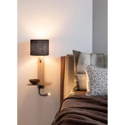 Applique Florence liseuse sable abat-jour noir