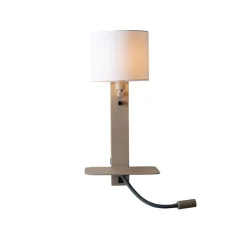 Applique Florence liseuse sable abat-jour blanc