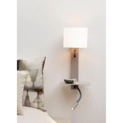 Applique Florence liseuse sable abat-jour blanc