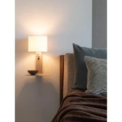 Applique Florence sable abat-jour blanc