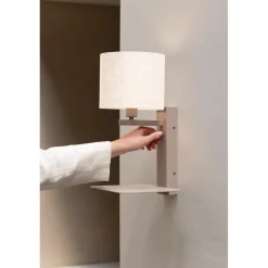 Applique Florence sable abat-jour blanc