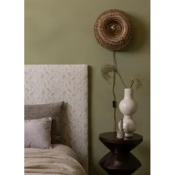 Applique murale Barbados bambou abat-jour demi-rond naturel marron