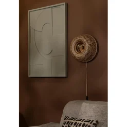 Applique murale Barbados bambou abat-jour demi-rond naturel marron