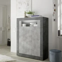 Argentier 2 portes battantes URBINO oxyde et cement