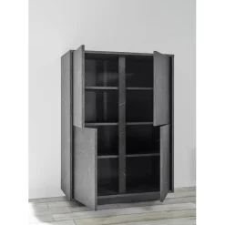 Argentier 4 portes CARRARA décor marbre noir