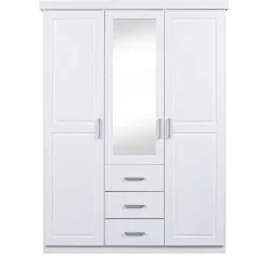 Armoire à Miroir en Pin Massif Blanc ELOBA