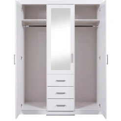 Armoire à Miroir en Pin Massif Blanc ELOBA