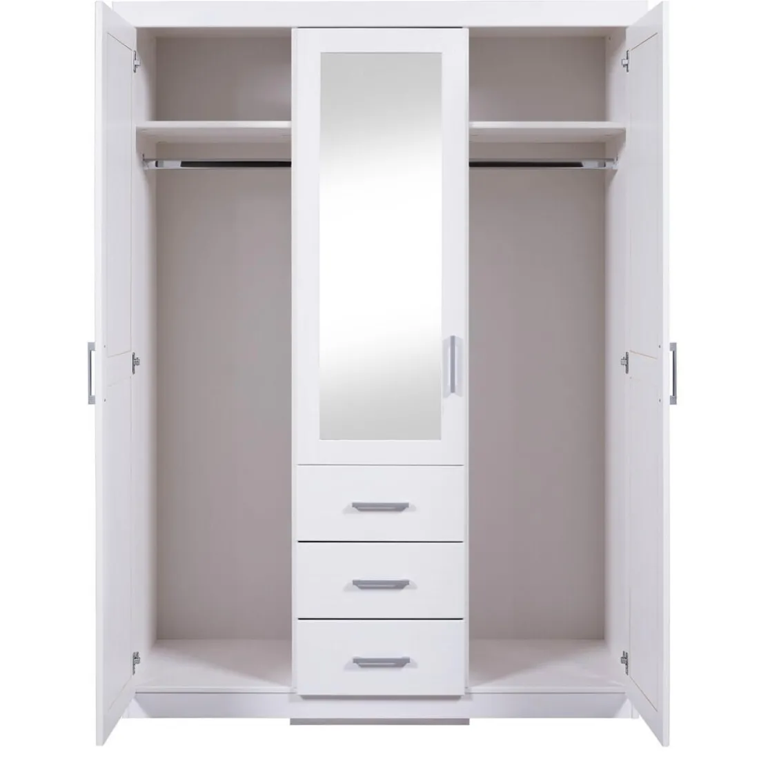 Armoire à Miroir en Pin Massif Blanc ELOBA