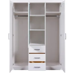 Armoire à Miroir en Pin Massif Blanc ELOBA