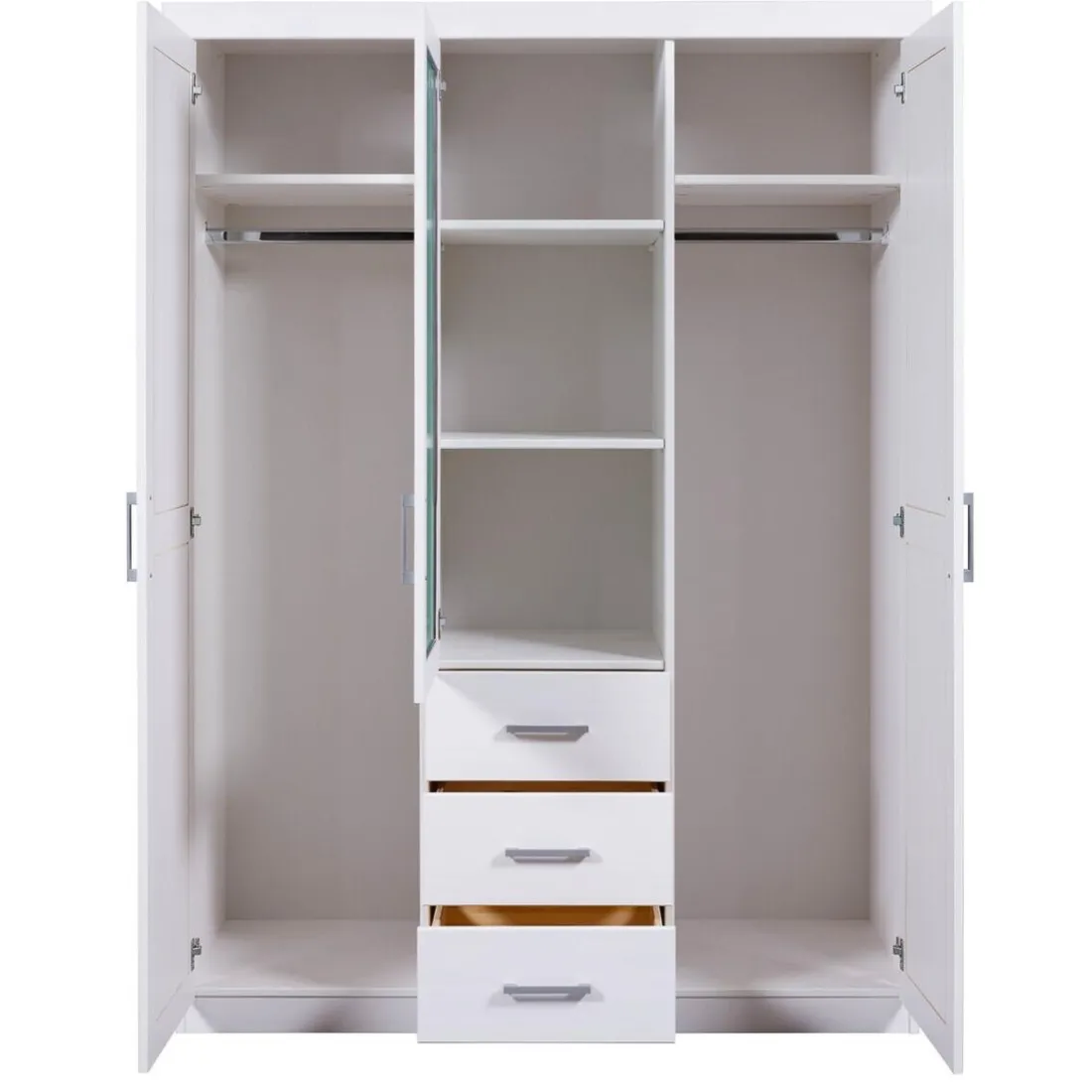 Armoire à Miroir en Pin Massif Blanc ELOBA