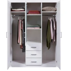 Armoire à Miroir en Pin Massif Blanc ELOBA