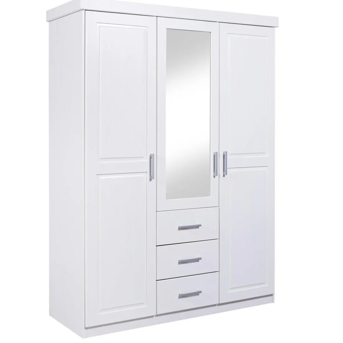Armoire à Miroir en Pin Massif Blanc ELOBA