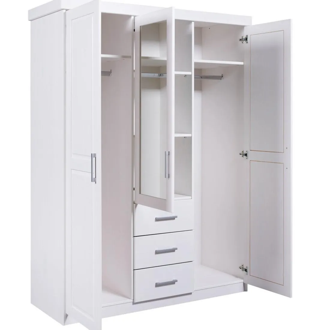 Armoire à Miroir en Pin Massif Blanc ELOBA