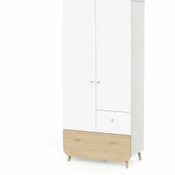 Armoire 2 portes FIRMIANA Blanc et pin naturel