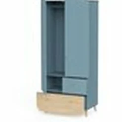 Armoire 2 portes FIRMIANA Bleu orage et pin naturel