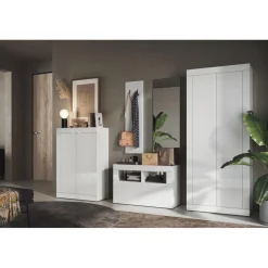 Armoire de couloir Bari 2 Portes coloris Laqué Blanc Brillant