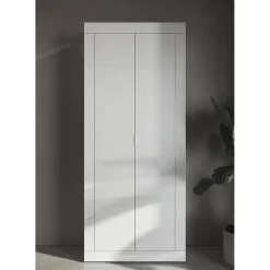 Armoire de couloir Bari 2 Portes coloris Laqué Blanc Brillant
