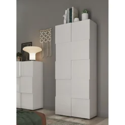 Armoire de couloir Damano 2 Portes Laqué Blanc Brillant L78 x H 187 cm