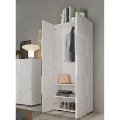 Armoire de couloir Damano 2 Portes Laqué Blanc Brillant L78 x H 187 cm