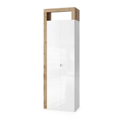 Armoire de rangement salle de bain Ancona 2 Portes 5 étagères coloris Chêne L65xH188 cm