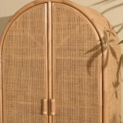 Armoire en rotin 2 portes en cannage couleur brun miel KALLY