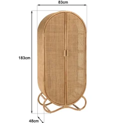 Armoire en rotin 2 portes en cannage couleur brun miel KALLY