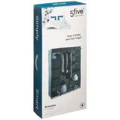 Armoire penderie 3 boîtes tissu gris anthracite