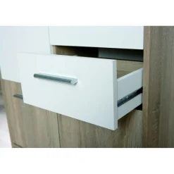 Bahut 5 rangements Bois 77x30 cm Blanc et Naturel VENEZIA