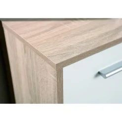 Bahut 5 rangements Bois 77x30 cm Blanc et Naturel VENEZIA