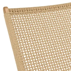 Bain de soleil en teck naturel et rotin synthétique beige VALERIA