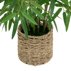Bambou artificiel vert avec pot naturel H100cm