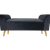 Banc coffre Velours Noir Pied Or NIWIE