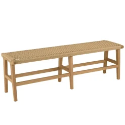 Banc de jardin 3 places teck assise rotin synthétique beige VALERIA