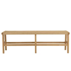 Banc de jardin 3 places teck assise rotin synthétique beige VALERIA