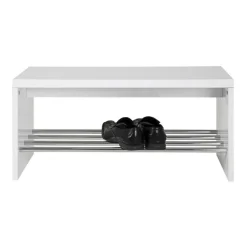Banc de rangement chaussure décor brillant blanc