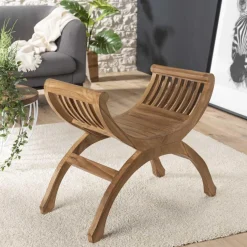 Banc Yuyu 1 place en teck style colonial - Miel