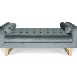 Banquette capitonnée Velours Gris GASPARD