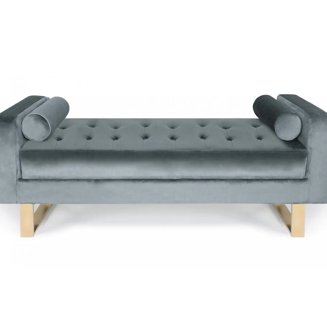 Banquette capitonnée Velours Gris GASPARD
