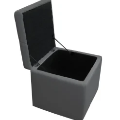 Banquette et 3 poufs gris en simili Saint John's