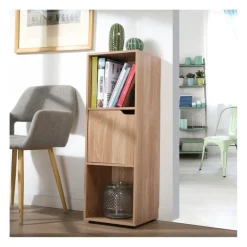Bibliothèque 3 cases avec une porte en bois